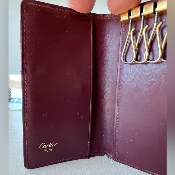 Authentic Must de Cartier, 6 key ring holder . Burgundy calfskin - Picture 5 of 11